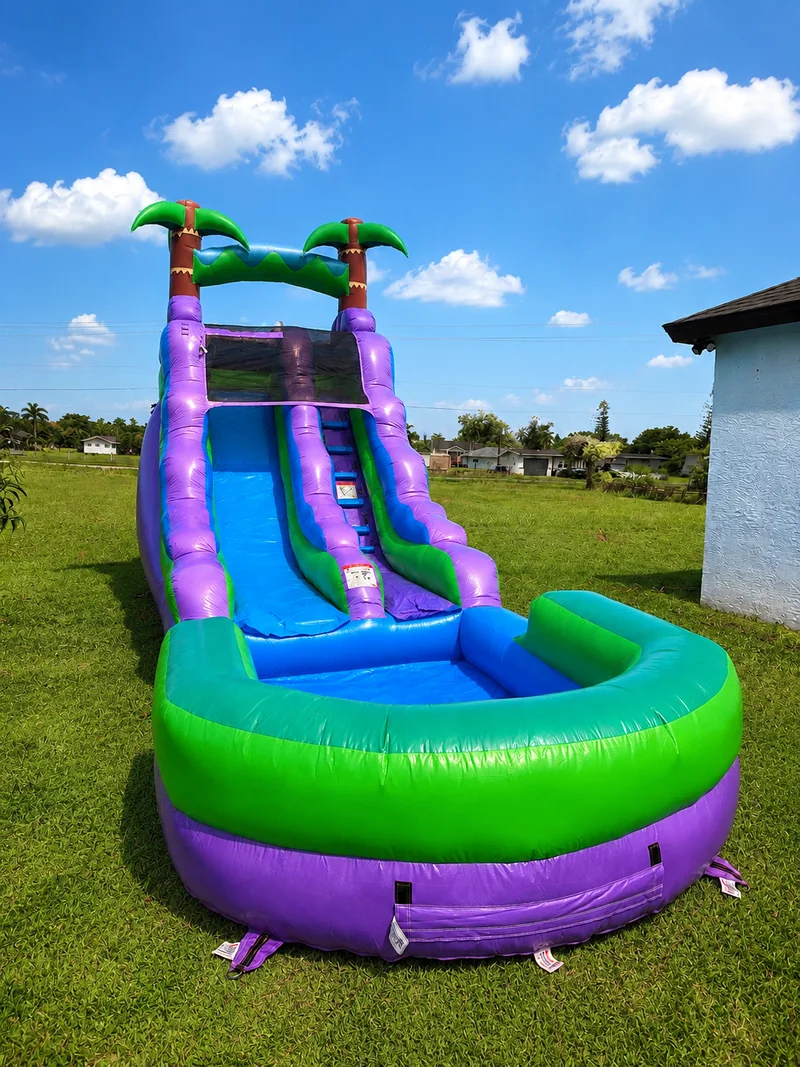 Tropical Water Slide from Gaby’s Bounce & Splash Rentals set up outdoors in Southwest Florida